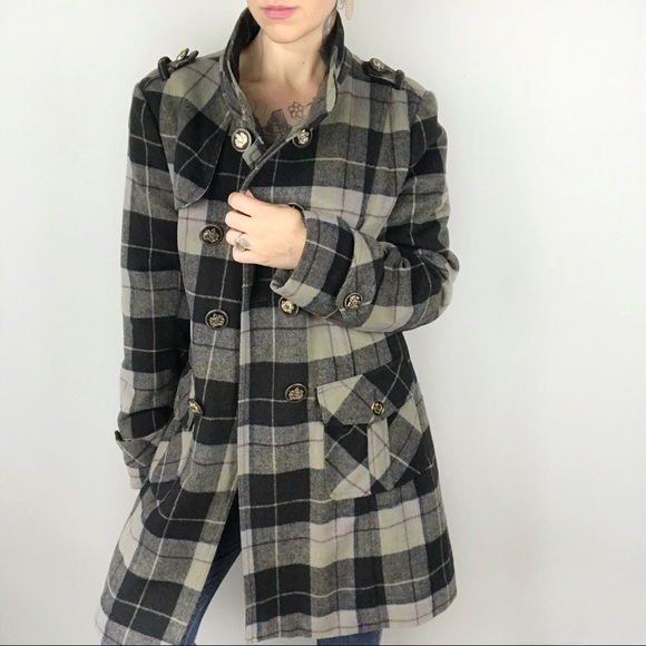 COOGI Jackets & Blazers - COOGI Double Breast Plaid Pea Coat